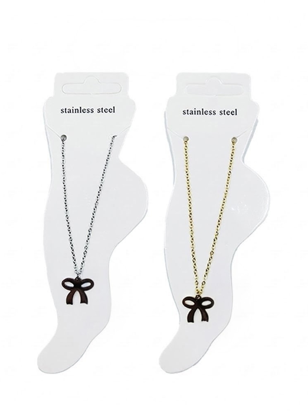 Stainless Steel Bow Charm Pointed Anklets